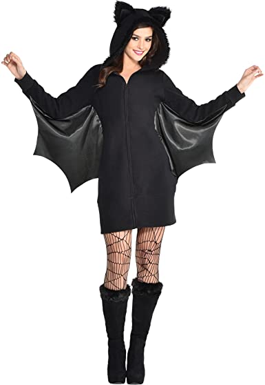 Photo 1 of amscan Bat Dress Zipster Halloween Costume for Women, Includes Hooded Dress - L/XL
