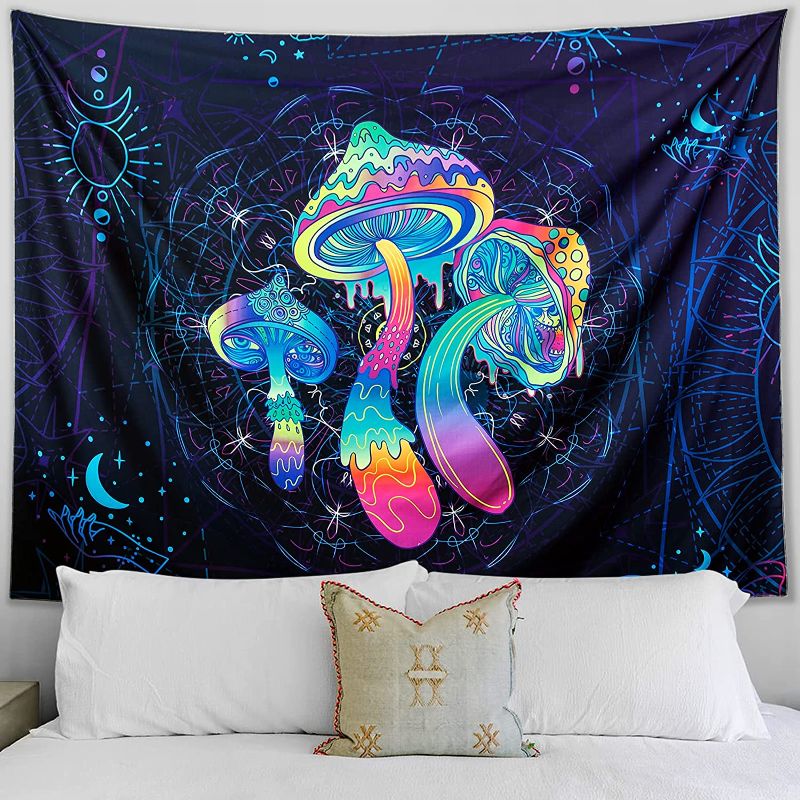 Photo 1 of 
Mushroom Tapestry Psyche delic Colorful Plant Decor Wall Blanket Sun Moon Star Natural Wall Hanging Hippie Fantasy Decoration Tapestries for Bedroom Aesthetic Living Room Dorm(59.1"x78.7")
