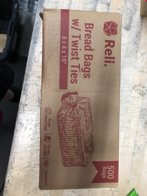 Photo 1 of Reli. Bread Bags with Ties | 8 x 4 x 18" | 500 Pack (500 Twist Ties) | Bulk Bread Bags for Homemade Bread | Plastic Bread Bags for Bakery, Bread Storage | Bread Loaf Packing Bags | Clear, Large