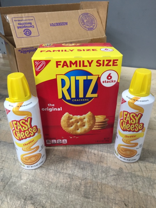 Photo 2 of *EXP: 6/2/2022* RITZ Original Crackers and Easy Cheese Cheddar Snack Variety Pack, 1 Family Size Box & 2 Cans
