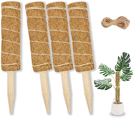 Photo 1 of JJZJ 4 Pack 12 Inch Coir Totem Pole Plant Support with 78 Inch Twine, Moss Pole for Plants Monstera