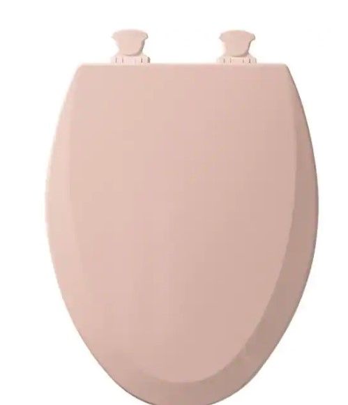 Photo 1 of 
Elongated Closed Front Enameled Wood Toilet Seat in Venetian Pink Removes for Easy Cleaning