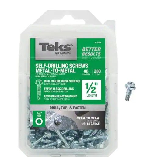 Photo 1 of 
Teks
#8 x 1/2 in. External Hex Flange Hex-Head Self-Drilling Screws (280-Pack) 2sets 