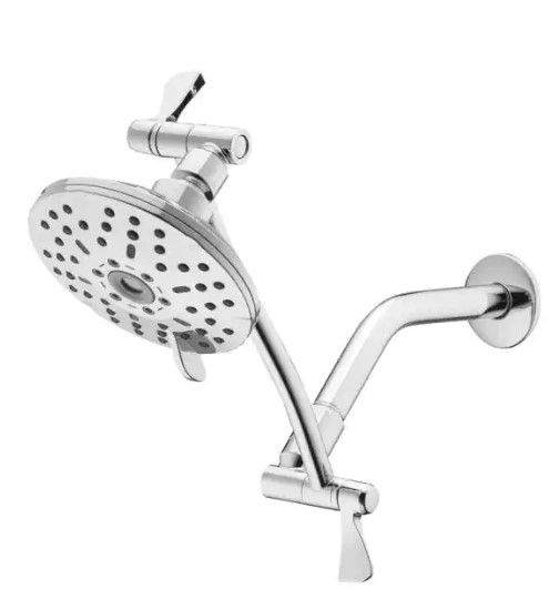 Photo 1 of 
Glacier Bay
3-Spray Patterns with 1.8 GPM 5.4 in Wall Mount Fixed Shower Head with Adjustable Shower Arm in Chrome