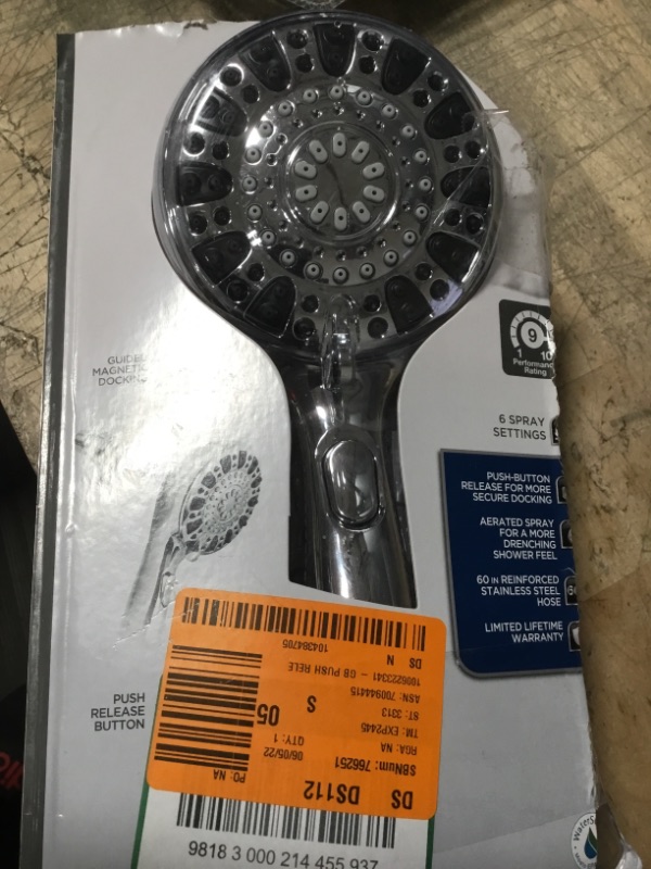 Photo 2 of 
Glacier Bay
Push Release 6-Spray Patterns with 1.8 GPM 4.25 in. Wall Mount Handheld Shower Head in Chrome