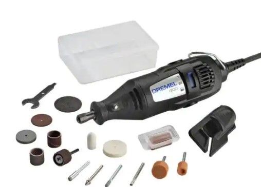 Photo 1 of Dremel
200 Series 1.15 Amp Dual Speed Corded Rotary Tool Kit with 15 Accessories and 1 Attachment **nonfunctional parts only **