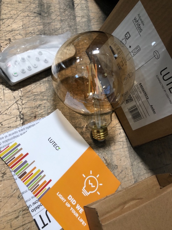 Photo 2 of LUTEC Dimmable Edison Glass Pendant Light Industrial Pendant Lighting Black Hanging Light Fixture   700LM 7.5W 2200-5000K Amber Glass Edison Light Bulb