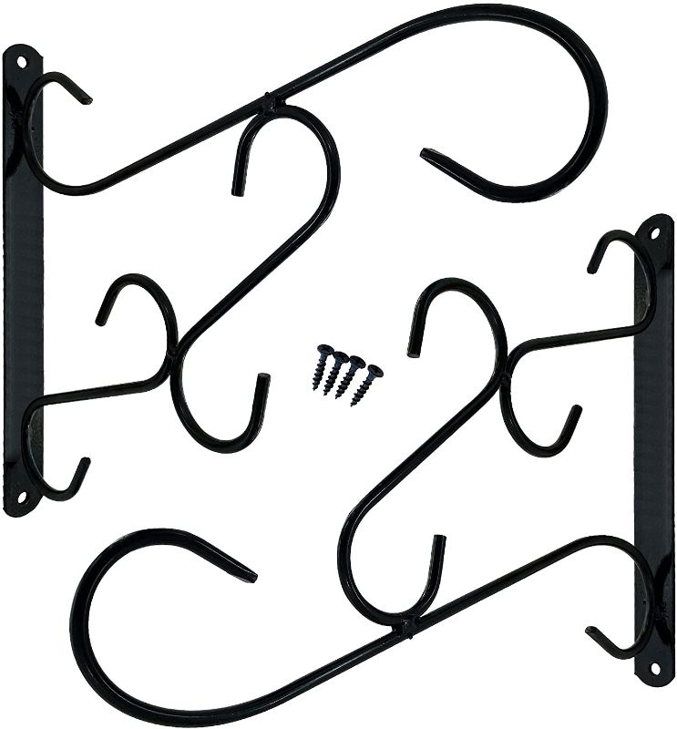 Photo 1 of 13" Hanging Plant Hooks, Plant Hanger Brackets, Outdoor Plant Wall Brackets, Black, Pack of 4
