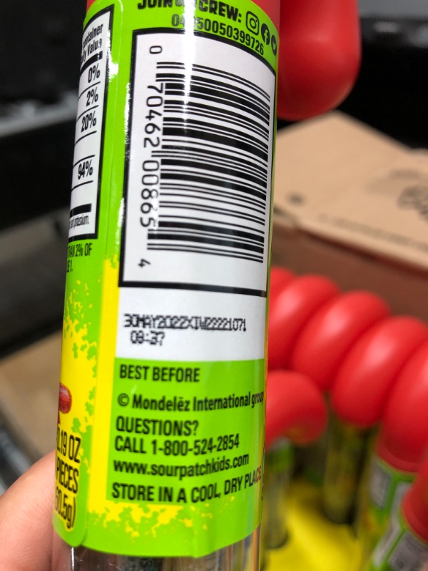 Photo 3 of **nonrefundable**best by: May 30, 2022**
Sour Patch Kids Big Soft & Chewy Holiday Candy Cane Shapeded Tube, 2.09 Oz
12 pack