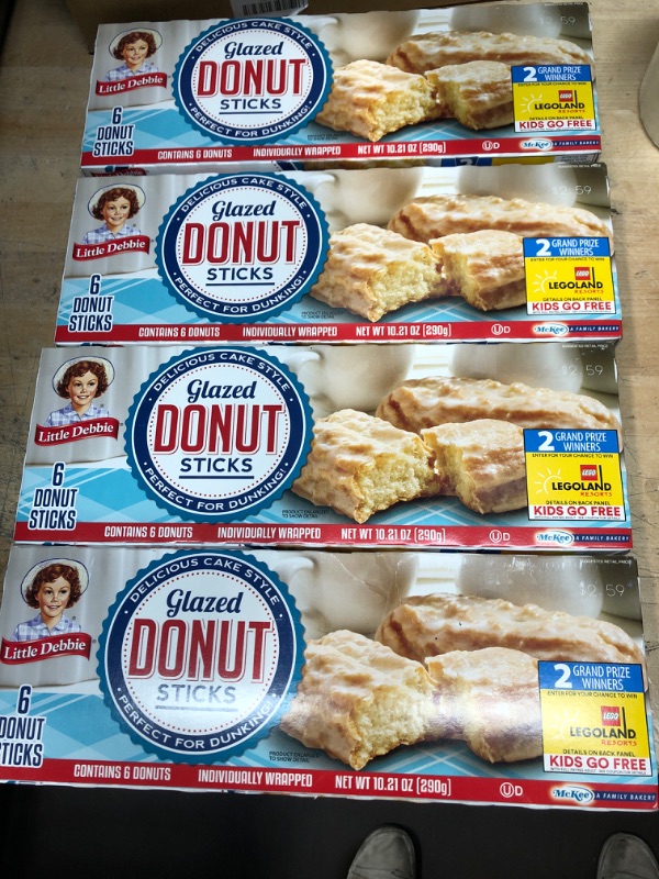 Photo 2 of **nonrefundable*best by june 17,2022**
 Little Debbie Donut Sticks, 6 Individually Wrapped Snack Cakes, 10 oz, Pack of 4 

