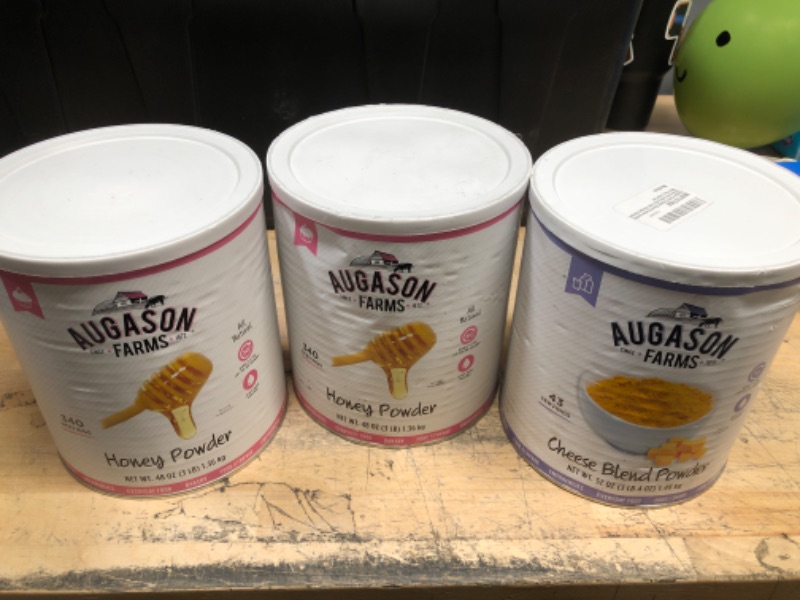 Photo 3 of **nonrefundable**best by: march 11.2032// march 23.2052**
Augason Farms Honey Powder,3 LBS -2 pack
Augason Farms Cheese Blend Powder Certified Gluten Free Long Term Food Storage Everyday Meal Prep Large Can



