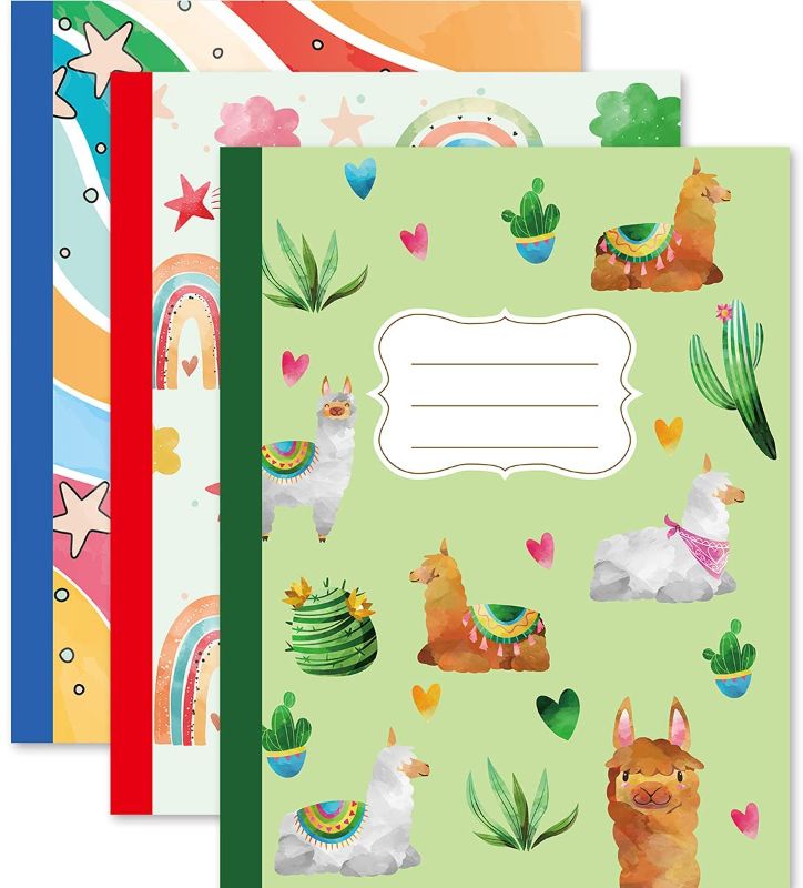 Photo 1 of 2 PACK**3Pack Composition Notebook Colorful Rainbow Llama Office School Supply
