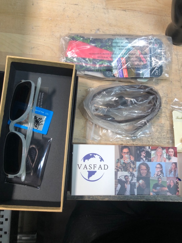 Photo 3 of BUNDLE OF ASSORTED CLOTHING AND APPAREL ACCESSORIES
HAIR BANDS, BLUE LIGHT GLASSES, PINS CARBON FIBER WALLET, RING DISPLAY, ETC
