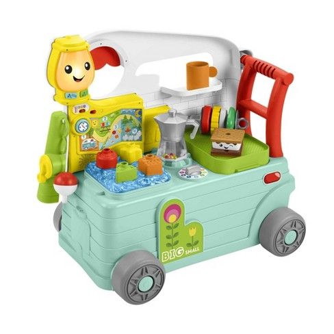 Photo 1 of Fisher-Price Laugh & Learn On-the-Go Camper, Musical Push-Along Walker and Activity Center for Infants and Toddlers Ages 9-36 Months, Multi color, 3 Smart Stages in 1
