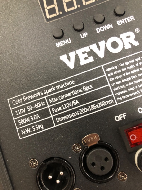 Photo 6 of VEVOR 500W DMX Mini Cold Spark Machine Indoor Firework Machine for Stage 5-8.2ft
