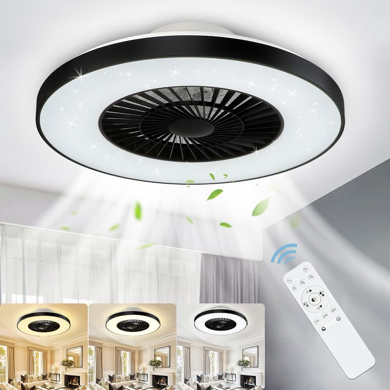 Photo 1 of 23 in modern simple circle LED ultra thin fan ceiling white and black NO REFMOTE 