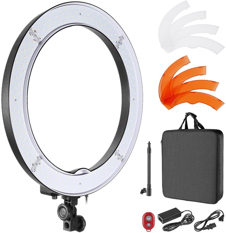 Photo 1 of **PARTS ONLY**
Neewer 18-Inch Ring Light, 55W Dimmable 5500K Light with 240 LEDs Color Filter, Soft Tube and Carrying Bag for YouTube, TikTok, Selfies and Photography, Compatible with Camera and Smartphones
