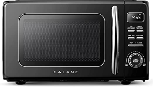 Photo 1 of Galanz GLCMKZ09BKR09 Retro Countertop Microwave Oven with Auto Cook & Reheat, Defrost, Quick Start Functions, Easy Clean with Glass Turntable, Pull Handle, 0.9 cu ft, Black
