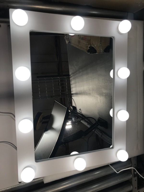 Photo 2 of Large Vanity Makeup Mirror with Lights, Hollywood Mirror with 15 LED Bulbs, 3 Color Modes and Ajustable Brightness, 10X Magnification and USB Charging
