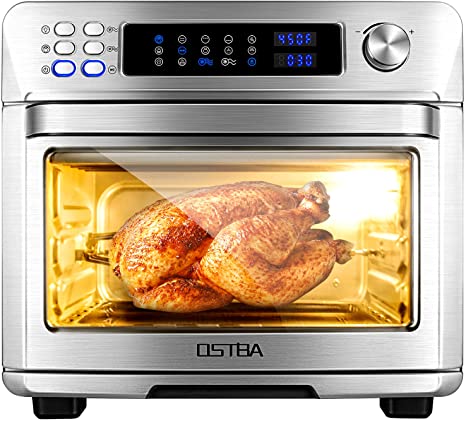 Photo 1 of OSTBA Air Fryer Oven 1700W Multifunctional Convection Toaster Oven Combo Convection Toaster, Bake and Rotisserie, 6 Accessories with Recipe Cookbooks, Double Glass Oven Door, Keep Warm, 24QT, Black
