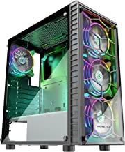 Photo 1 of MUSETEX ATX Mid-Tower Chassis Gaming PC Case 4 ARGB Fans Pre-Installed (Up to 6 Fans), 2 Translucent Tempered