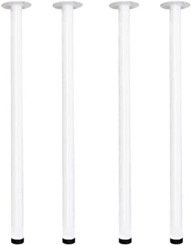 Photo 1 of QLLY 30 inch Adjustable Metal Desk Legs, Office Table Furniture Leg Set, 1.5 Inches(38mm) Diameter, Set of 4 (White)
