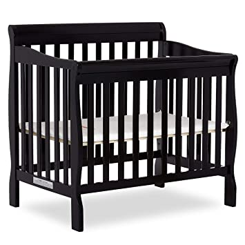 Photo 1 of Dream On Me Aden 4-in-1 Convertible Mini Crib in Black, Greenguard Gold Certified & American Baby Company Portable/Mini-Crib Sheet, Blue, for Boys and Girls, Pack of 1 ?39 x 28 x 38 inches

 