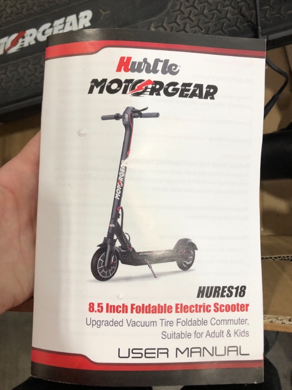 Photo 3 of *SEE NOTE*  Folding Electric Scooter for Adults - 300W Brushless Motor Foldable Commuter Scooter w/ 8.5 Inch Pneumatic Tires, 3 Speed Up to 19MPH, 18 Miles, Disc Brake & ABS, for Adult & Kids - Hurtle HURES18-M5
