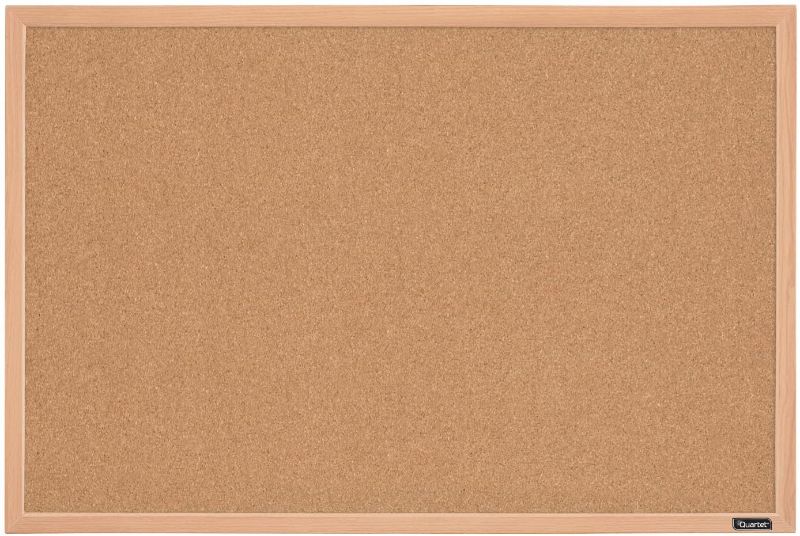 Photo 1 of Quartet Cork Board Bulletin Board, 2' x 3' Framed Corkboard, Oak Frame, Decorative Hanging Pin Board, Perfect for Office & Home Decor, Home School Message Board or Vision Board (35-380352)
