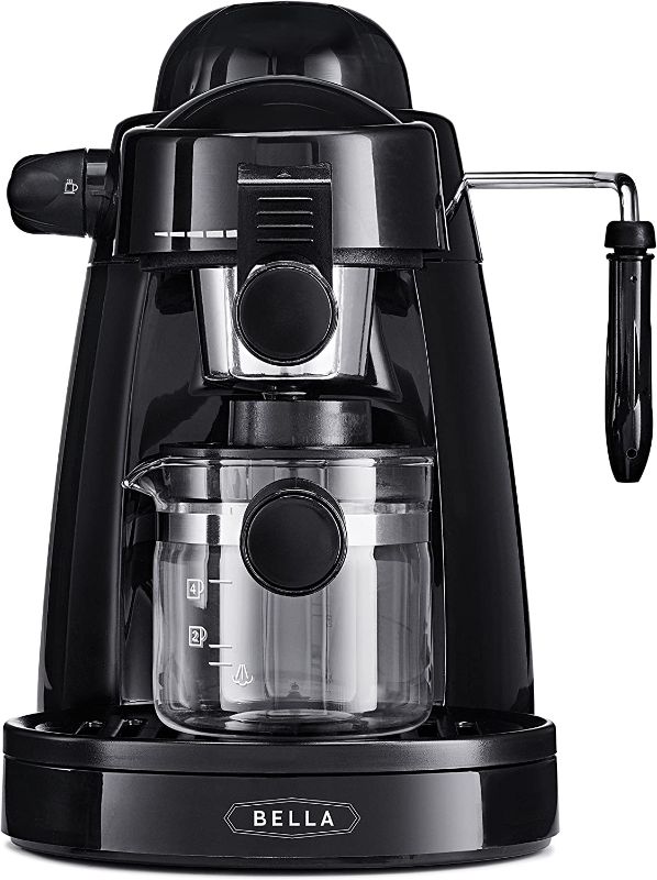 Photo 1 of BELLA (13683) Personal Espresso Maker with Steam Wand, Glass Decanter & Permanent Filter, Black
