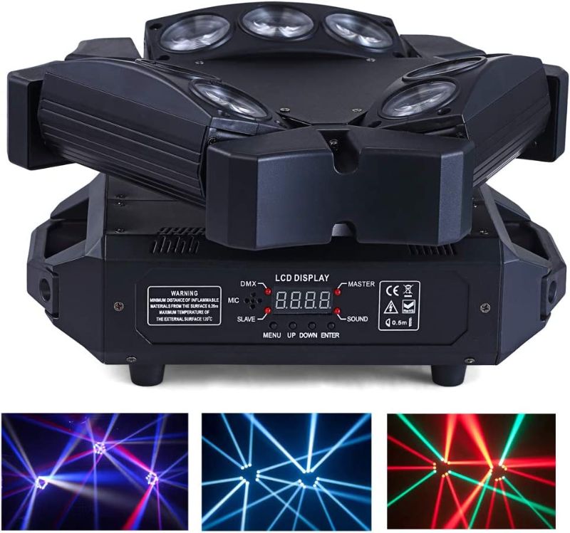 Photo 1 of Moving Head DJ lights Beam Light RGB DJ Stage Light DMX512 Sound Activated Disco Party Pub Wedding Christmas Stage Lighting DJ Equipment
