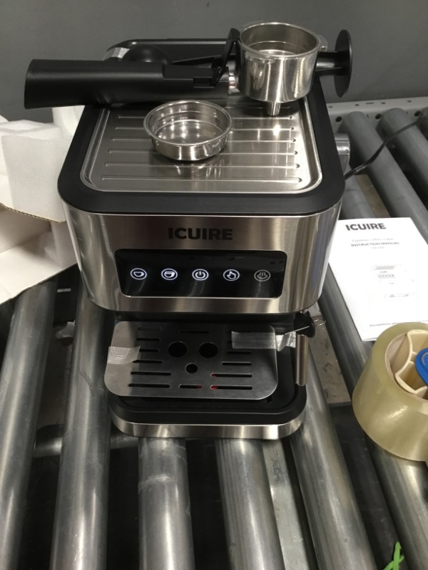 Photo 1 of ICUIRE Espresso Coffee Machines with Milk Frother, 20 Bar Pump Pressure Coffee Maker, 1.5L/50oz Removable Water Tank, 1050W Semi-Automatic Espresso/Latte/Cappuccino Machines for Home Barista, Office
