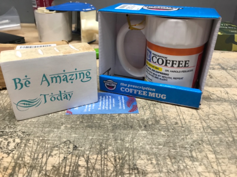 Photo 1 of ****NON REFUNDABLE**** Bundle of misc. nick-nacks, be amazing today sign and java rx mug