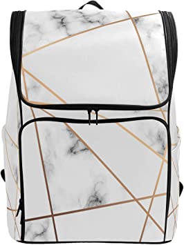 Photo 1 of ZZKKO Geometric Marble Art Black and White Backpacks College Book Laptop Bag Camping Hiking Travel Daypack