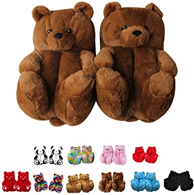 Photo 1 of Alayger Women's Plush Teddy Bear Slippers Home Indoor Soft Anti-Slip Cute Winter Warm Floor Shoes Slippers Cartoon