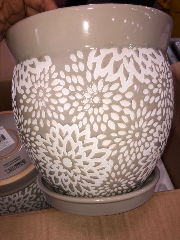 Photo 2 of 2 pack -Southern Patio Farrah 9.1 in. Gray Ceramic Indoor Pot