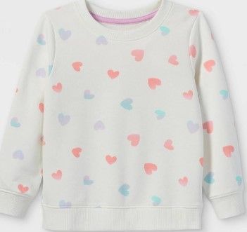 Photo 1 of **6 PACK**
CAT AND JACK WHITE LONG SLEEVE LITTLE GIRL SWEATER WITH HEARTS SIZE SMALL 6