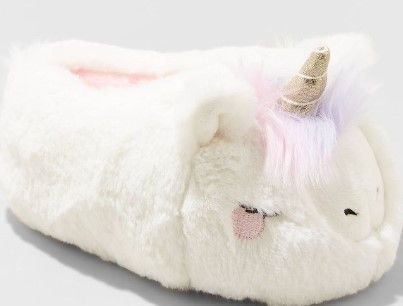 Photo 1 of **LITTLE GIRLS SIZE XL 11/12**  6 PAIRS**
Girls' Unicorn Slippers - Cat & Jack™ White

