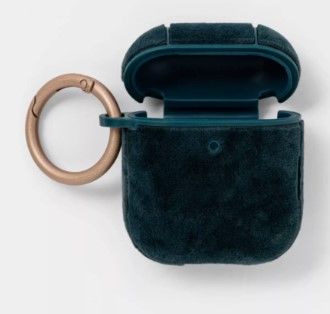 Photo 1 of **4 PACK*
Heyday Apple AirPods Gen 1/2 Hardshell Case with Clip - Crushed Velvet Dark Teal