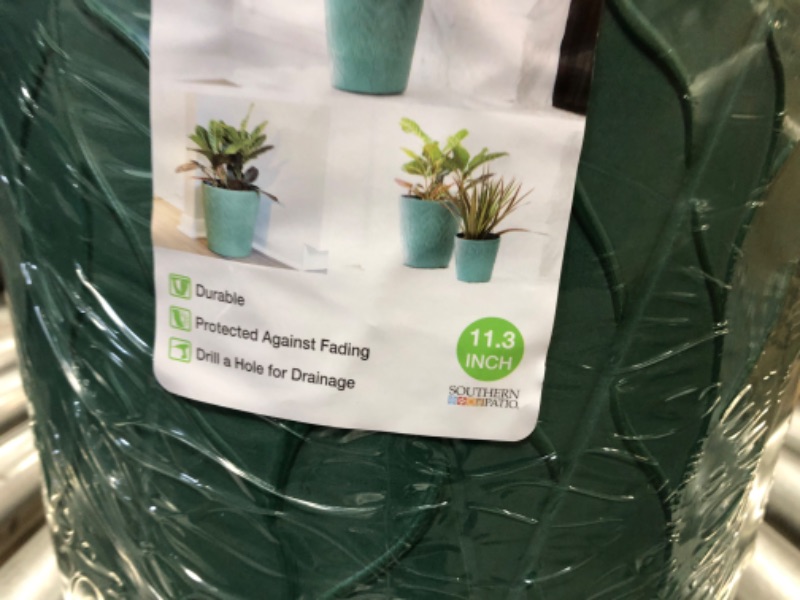 Photo 1 of *8 PLANTERS*
Southern Patio
Foliaro 11.25 in. x 11.25 in. Green High-Density Resin Planter
