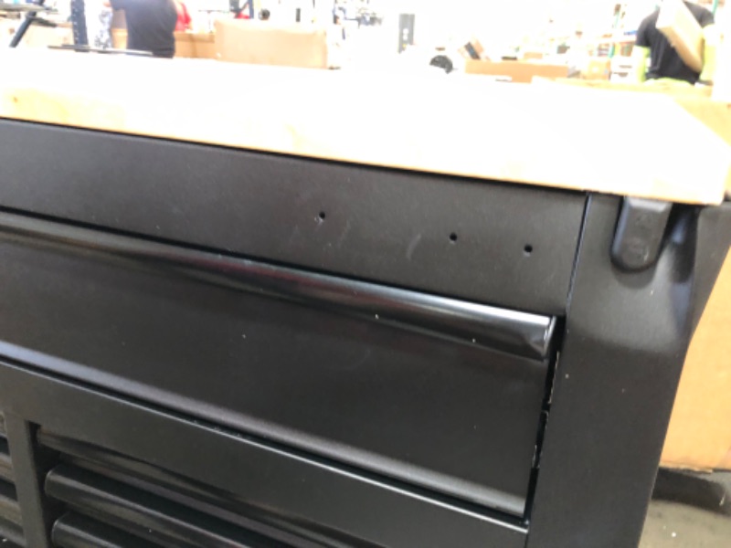 Photo 1 of Husky 72 in. W x 24 in. D Heavy Duty 18-Drawer Mobile Workbench Tool Chest with Adjustable-Height Hardwood Top in Matte Black
