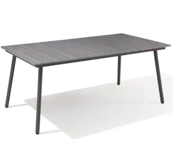 Photo 1 of 70" Crestlive Products Gray Aluminum Outdoor Wood-Like Dining Table