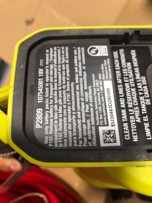 Photo 6 of RYOBI ONE+ 18V Cordless Electrostatic 0.5 Gal Sprayer with 2.0 Ah Battery and Charger