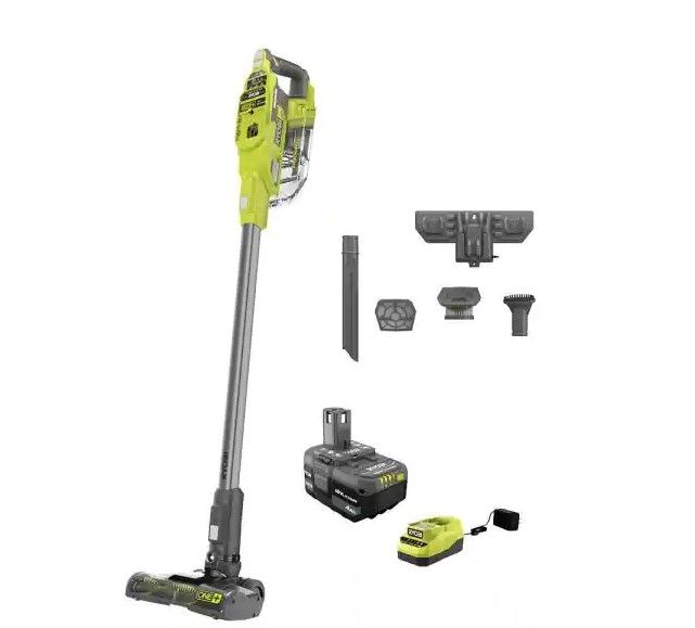 Photo 1 of RYOBI ONE+ 18V Cordless Compact Stick Vacuum Cleaner Kit with 4.0 Ah Battery and Charger