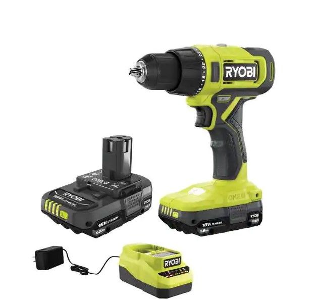 Photo 1 of RYOBI ONE+ 18V Cordless 1/2 in. Drill/Driver Kit with (2) 1.5 Ah Batteries and Charger