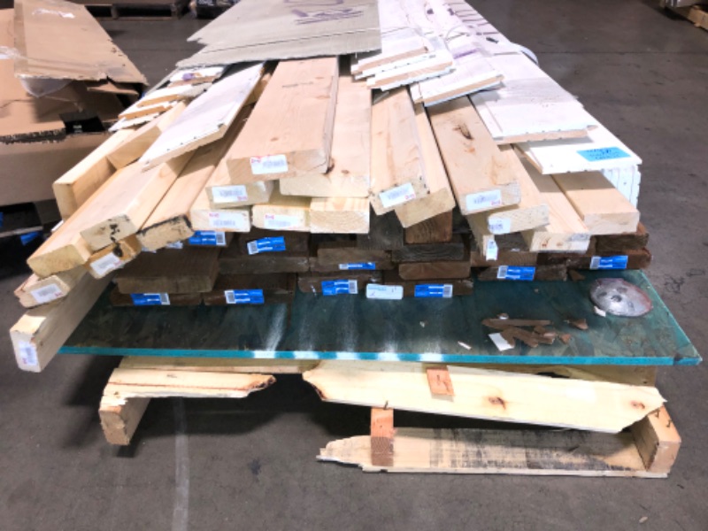 Photo 1 of -NONREFUNDABLE -SOLD AS IS ! 
Pallet of assorted Prime Whitewood Studs, trimming, furring strips, prem wood & shiplap prim - assorted style, color and sizes - 