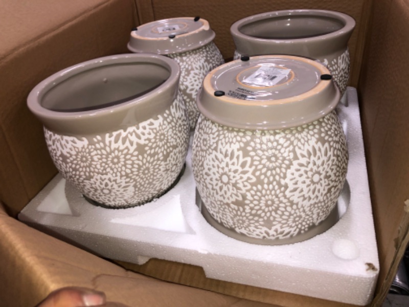 Photo 3 of 4 PACK- Southern Patio Farrah 7.1 in. x 6.9 in. Gray Ceramic Indoor Pot