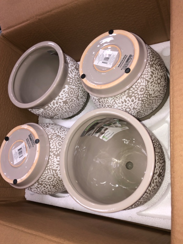 Photo 1 of 4 PACK- Southern Patio Farrah 7.1 in. x 6.9 in. Gray Ceramic Indoor Pot