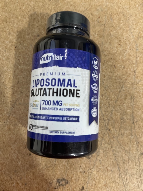 Photo 2 of (EXP 02/24) NutriFlair Liposomal Glutathione Setria® 700mg - Pure Reduced, Stable, Active Form L Glutathione reductase (GSH), Enhanced Absorption - Non GMO Antioxidant, Detox, Cardiovascular, Brain, Immune Health
