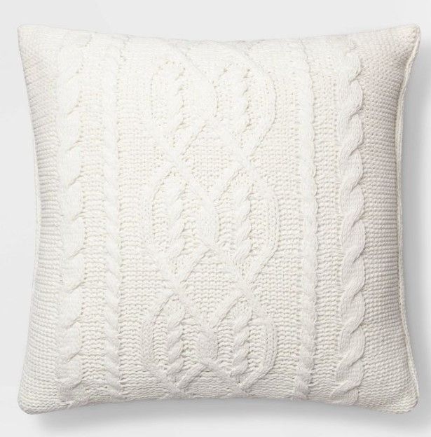 Photo 1 of 2 PACK 24IN X 24IN Oversized Cable Knit Chenille Throw Pillow - Threshold™

